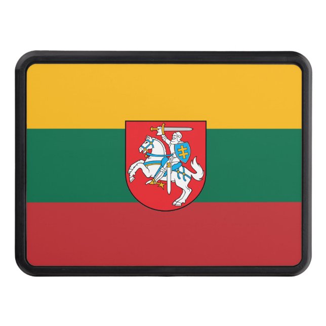 Lithuania flag-coat of arms   trailer hitch cover (Front)