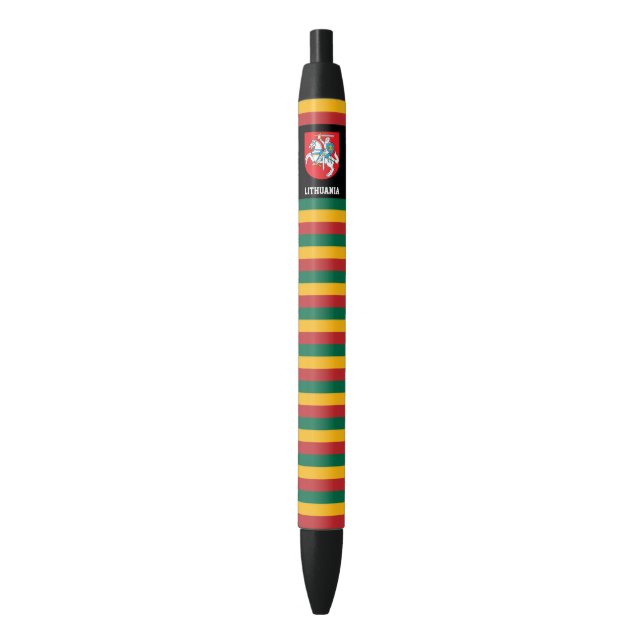 Lithuania Flag Cute Patriotic Black Ink Pen (Front Vertical)