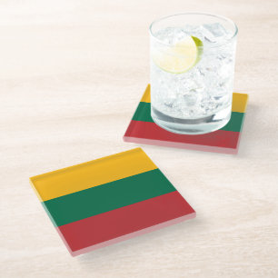 Lithuania flag glass coaster