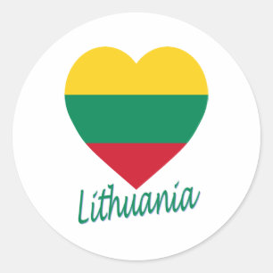 Lithuania Flag Heart Classic Round Sticker
