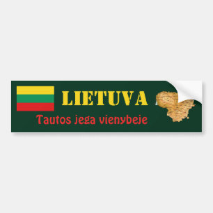 Lithuania Flag + Map Bumper Sticker