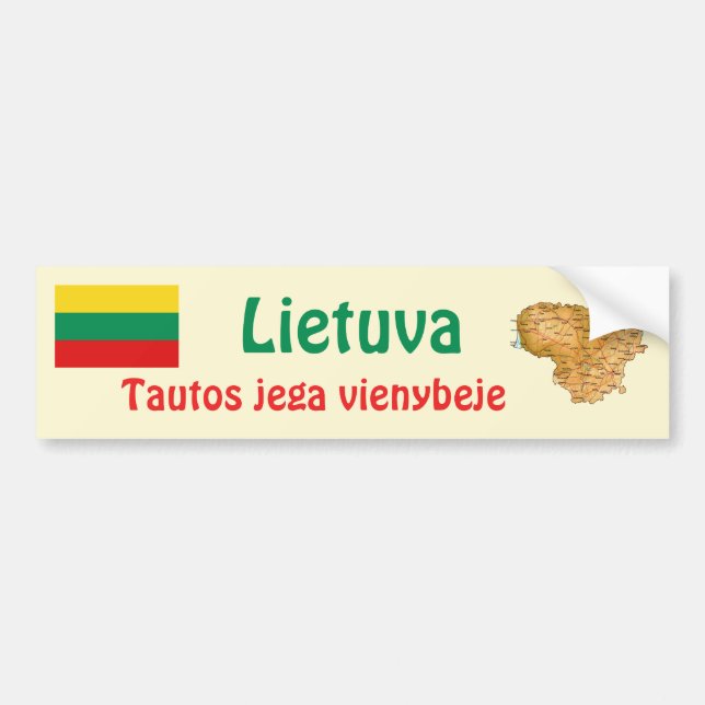 Lithuania Flag + Map Bumper Sticker (Front)