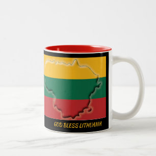LITHUANIA FLAG MAP Scripture Customized Black Two-Tone Coffee Mug