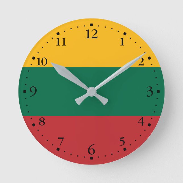 Lithuania Flag Round Clock (Front)