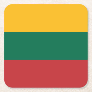 Lithuania Flag Square Paper Coaster