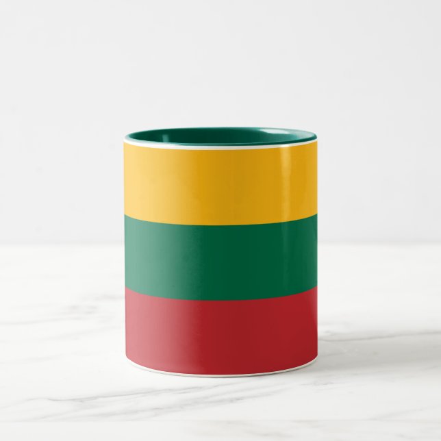 Lithuania Flag Two-Tone Coffee Mug (Center)