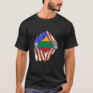 Lithuania Flag USA America Chest Lithuanian Pride T-Shirt