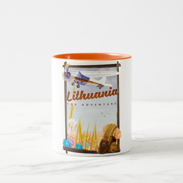 lithuania - For an adventure travel poster Two-Tone Coffee Mug (Center)