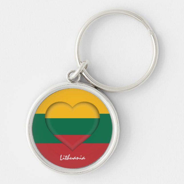 Lithuania & Heart, Lithuanian Flag fashion /sports Keychain (Front)