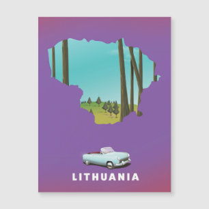 Lithuania Illustrated map travel poster
