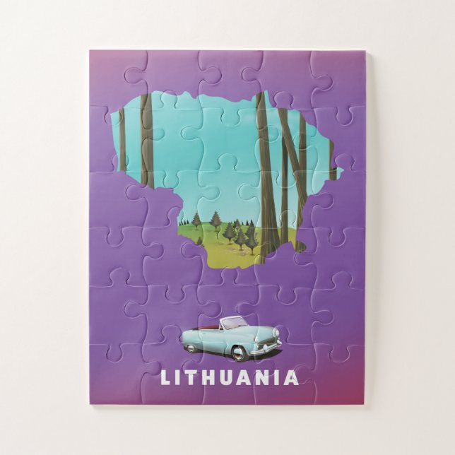 Lithuania Illustrated map travel poster Jigsaw Puzzle (Vertical)