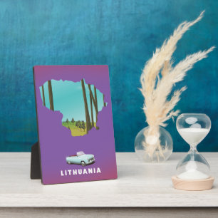 Lithuania Illustrated map travel poster Plaque