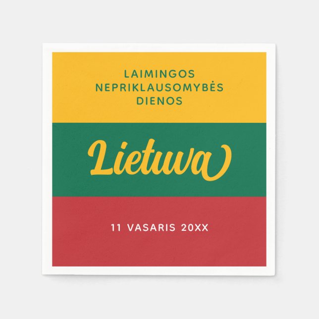 Lithuania Independence Day National Flag Napkin (Front)
