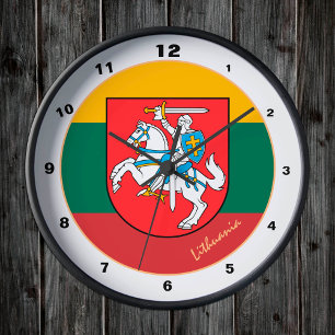 Lithuania Knight & Lithuanian Flag Elegant  Round Clock