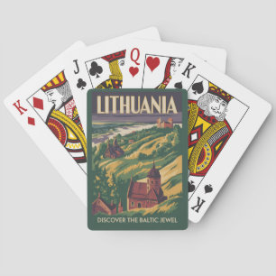 Lithuania Landscape Illustration Travel Art Retro Playing Cards