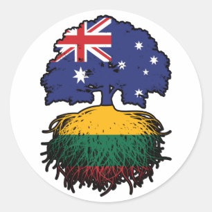Lithuania Lithuanian Australian Australia Tree Classic Round Sticker