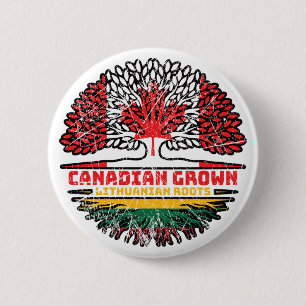 Lithuania Lithuanian Canadian Canada Tree Roots 2 Inch Round Button