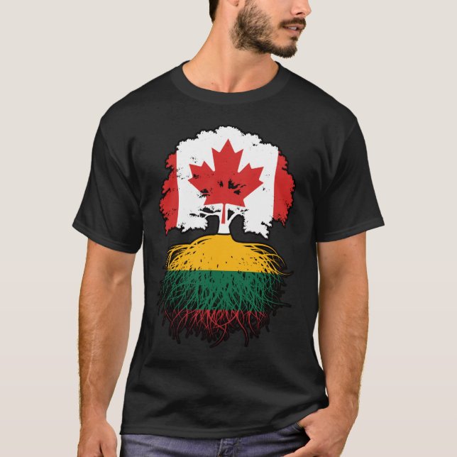 Lithuania Lithuanian Canadian Canada Tree Roots T-Shirt (Front)
