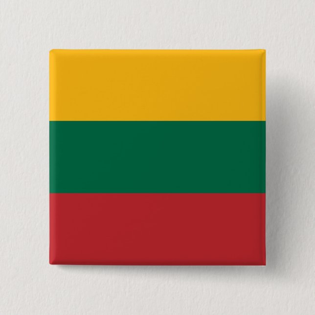 Lithuania (Lithuanian) Flag 2 Inch Square Button (Front)