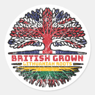 Lithuania Lithuanian Uk United Kingdom British Classic Round Sticker