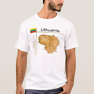 Lithuania Map + Flag + Title T-Shirt