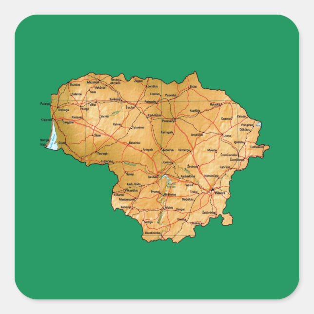Lithuania Map Sticker (Front)
