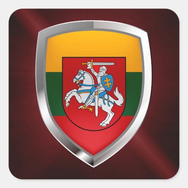 Lithuania Metallic Emblem Square Sticker (Front)
