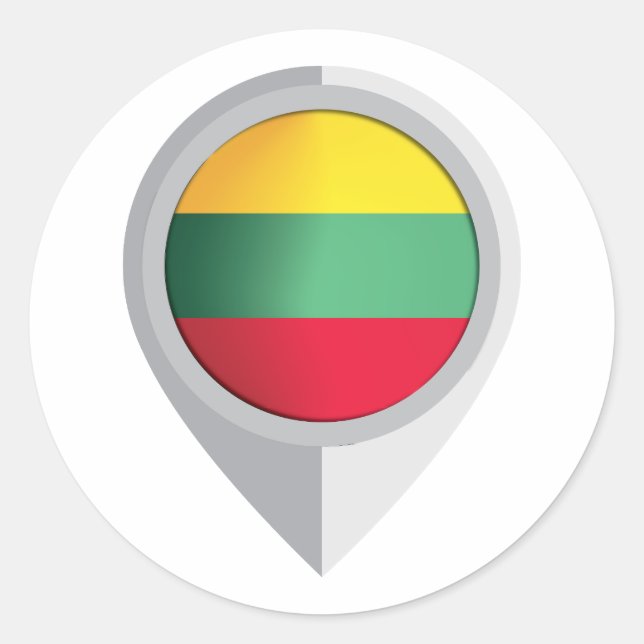 Lithuania Pin Location Flag Classic Round Sticker (Front)