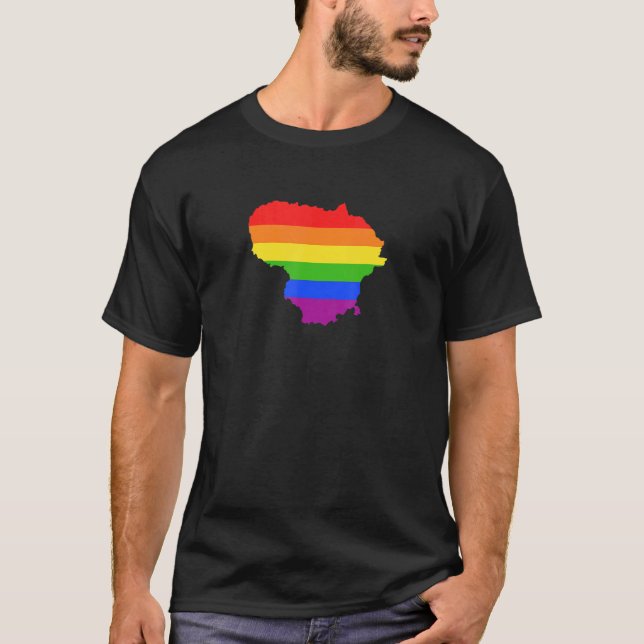 Lithuania Rainbow Flag for proud LGTBQ Lithuanian T-Shirt (Front)