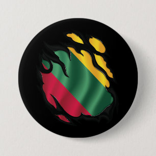 Lithuania Ripped Flag 3 Inch Round Button