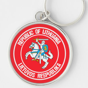 Lithuania Round Emblem Keychain