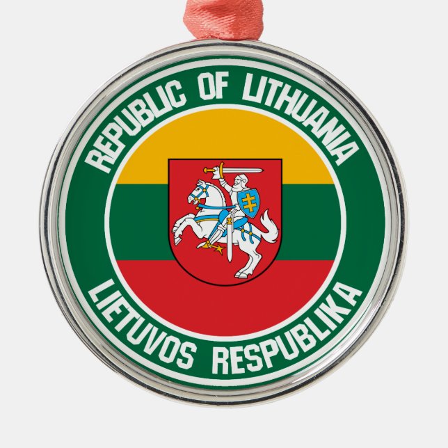 Lithuania Round Emblem Metal Ornament (Front)