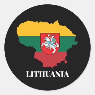 Lithuania sillhouette and flag classic round sticker