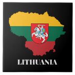 Lithuania sillhouette and flag tile<br><div class="desc">Lithuania,  silhouette and flag,  labelled.</div>