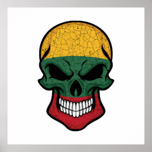 Lithuania Smiling Skull Flag Poster