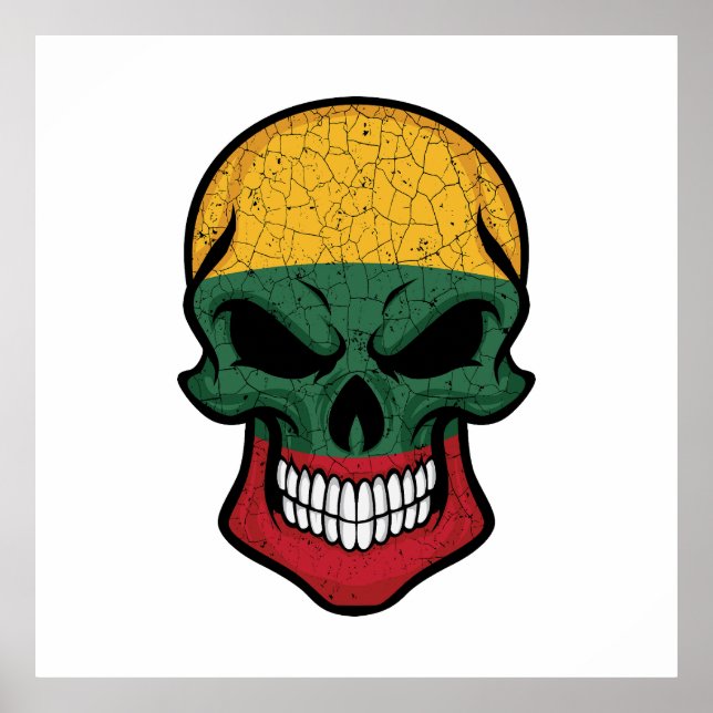 Lithuania Smiling Skull Flag Poster (Front)