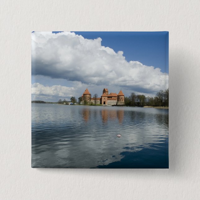 Lithuania, Trakai. Island Castle 2 Inch Square Button (Front)