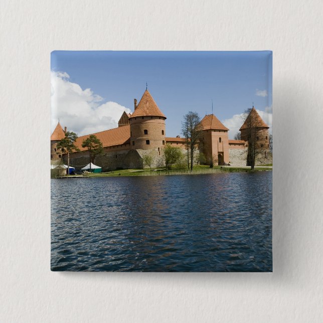 Lithuania, Trakai. Island Castle 3 2 Inch Square Button (Front)