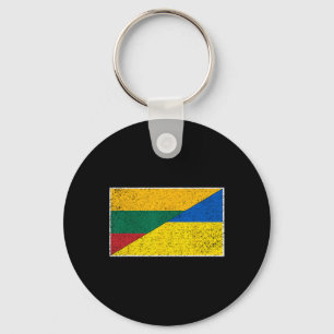 Lithuania Ukraine Flag Lithuanian Ukrainian Nation Keychain