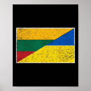 Lithuania Ukraine Flag Lithuanian Ukrainian Nation Poster