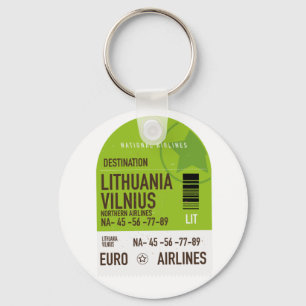 Lithuania Vilnius airliner travel ticket Keychain