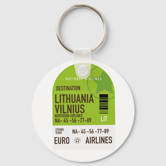 Lithuania Vilnius airliner travel ticket Keychain (Front)