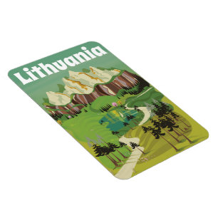 Lithuania vintage style travel poster magnet