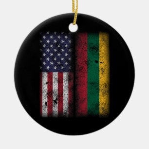 Lithuanian American Flag Lithuania Lietuva Ceramic Ornament