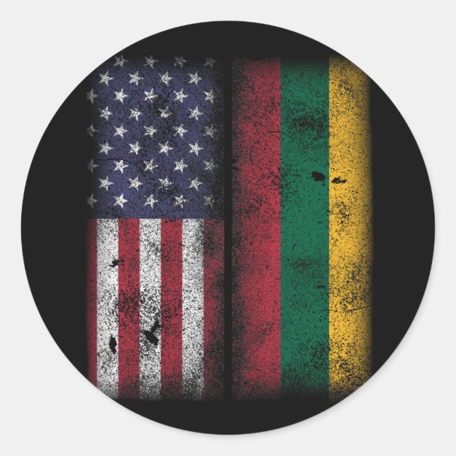 Lithuanian American Flag Lithuania Lietuva Classic Round Sticker (Front)