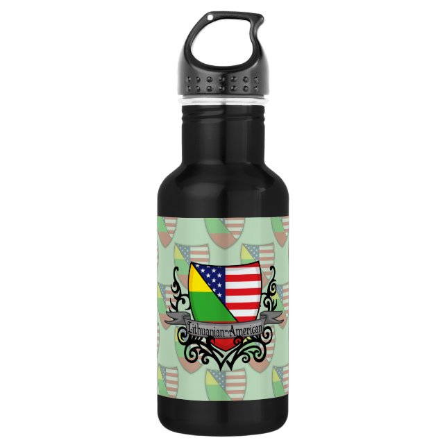Lithuanian-American Shield Flag 532 Ml Water Bottle (Front)