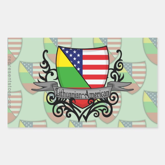 Lithuanian-American Shield Flag Sticker (Front)