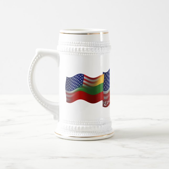 Lithuanian-American Waving Flag Beer Stein (Left)