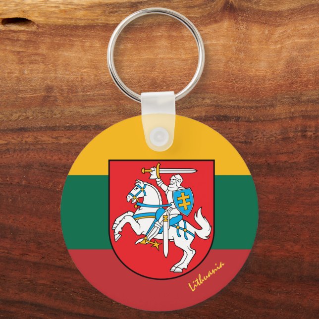 Lithuanian flag, emblem & Lithuania holiday /sport Keychain (Front)