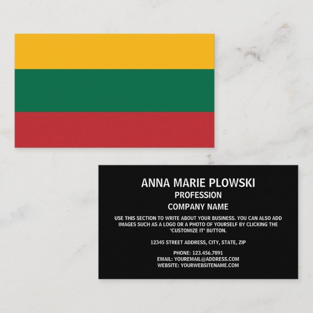 Lithuanian Flag, Flag of Lithuania Business Card (Front/Back)
